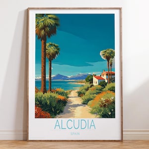 Alcudia Spain Travel Poster, Spain Travel Wall Art, Alcudia Travel Wall Art, House Warming Gifts, Personalized Gifts