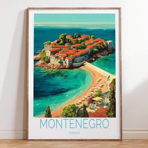 Impression voyage Monténégro en Europe, affiche de voyage en Europe, impression d'art mural Monténégro, décoration d'intérieur, cadeaux de voyage personnalisés