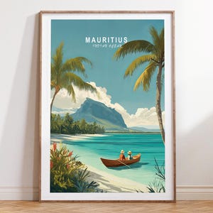 Mauritius Indian Ocean Travel Print, Indian Ocean Travel Poster, Mauritius Wall Art Print, Minimalist Cityscape, Home Decor