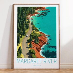Stampa di viaggio Margaret River, Australia, poster di viaggio Australia, stampa artistica da parete Margaret River, regali di viaggio personalizzati