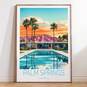 Palm Springs Travel Print, California Travel Wall Art, Palm Springs California Travel Poster, Home Decor, Wedding Gifts