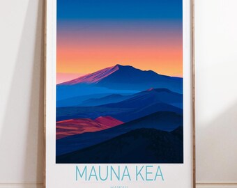 Mauna Kea Hawaii Travel Poster, Hawaii Wall Art, Mauna Kea Print