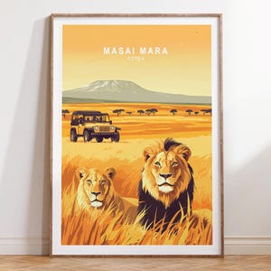 Masai Mara Wall Art Print, Kenya Travel Poster, Masai Mara Kenya Travel Print, Minimalist Cityscape, Birthday Gifts