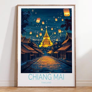 Chiang Mai Thailand Travel Wall Art, Chiang Mai Travel Poster, Thailand Travel Print, Wedding Gifts, Home Decor Gifts