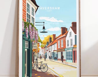 Faversham Kent Wall Art Print, Faversham Kent England Travel Poster, England Travel Print, Minimalist Travel Poster