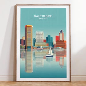 Baltimore Reiseposter, Baltimore Maryland Wandkunst Druck, Maryland Reisedruck, minimalistisches Stadtbild, Geburtstagsgeschenke