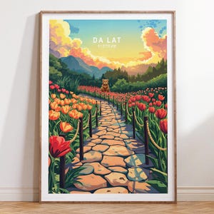 Impression de voyage Da Lat, affiche de voyage au Vietnam, art mural voyage Da Lat Vietnam, affiche de voyage minimaliste, cadeaux d'anniversaire