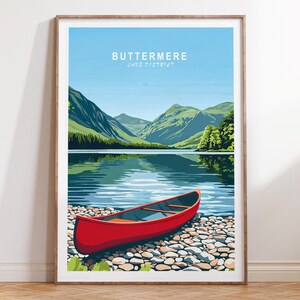 Buttermere Wand Kunst Druck, Seenplatte Reise Poster, Buttermere Seenplatte Reise Poster, Minimalistisches Reise Poster