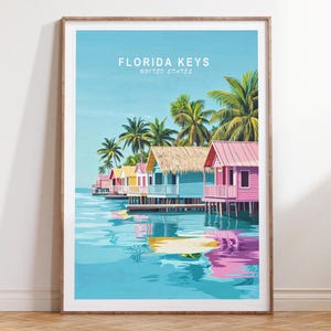 Florida Keys United States Travel Poster, United States Travel Print, Florida Keys Travel Wall Art, Minimalist Cityscape, Home Decor
