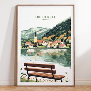 Schliersee Reise Poster, Bayern Reise Poster, Bavaria Schliersee Reise Poster, Hochzeitsgeschenke
