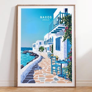 Naxos Travel Print, Naxos Greece Travel Wall Art, Greece Travel Poster, Minimalist Cityscape, Personalised Travel Gifts