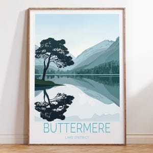Buttermere Seenplatte Reisedruck, Lake Platter Kunstdruck, Reiseplakat, Buttermere Reisegeschenke
