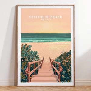Cottesloe Australien Print, Australien Reise Poster, Cottesloe Australien Reise Wandkunst, Minimalistische Stadtlandschaft, Hochzeitsgeschenke