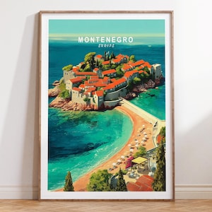 Montenegro Wall Art Print, Montenegro Europe Wall Art Print, Europe Travel Poster, Minimalist Travel Poster, Wedding Gifts