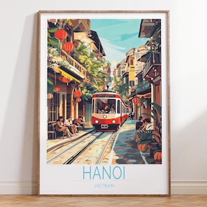 Póster de viaje de Hanói, Vietnam, impresión de arte mural de Vietnam, impresión de viaje de Hanói, regalos de inauguración de casa, regalos de viaje personalizados
