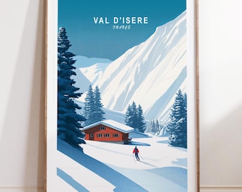 Val D'isere France Ski Poster, Val D'isere Wall Art Print, France