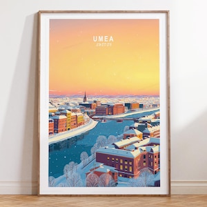Umea Sweden Travel Print, Sweden Travel Wall Art, Umea Travel Poster, Minimalist Travel Poster, House Warming Gifts