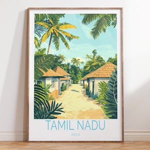 Tamil Nadu Travel Poster, India Wall Art Print, Tamil Nadu Travel Print, Personalised Travel Gifts, House Warming Gifts