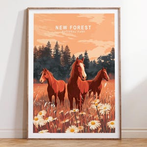 New Forest Wand Kunst Druck, Nationalpark Reise Poster, New Forest Nationalpark Reise Poster, Minimalistisches Stadtbild