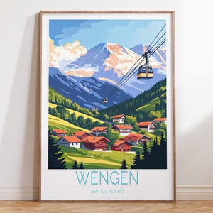 Wengen Switzerland Travel Print, Switzerland Travel Poster, Wengen Travel Wall Art, Home Decor Gifts, Birthday Present