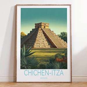 Chichen-Itza Mexico Travel Print, Mexico Travel Poster, Chichen-Itza Travel Wall Art, Birthday Gifts, Home Decor Gifts