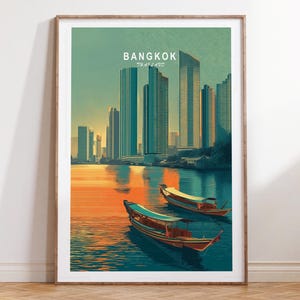 Bangkok Travel Poster, Bangkok Thailand Travel Wall Art, Thailand Travel Print, Home Decor, Minimalist Travel Poster