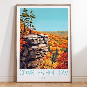 Conkles Hohl Ohio Reise Poster, Ohio Reise Wandkunst, Conkles Hohl Reise Druck, personalisierte Reisegeschenke, Wohndekor