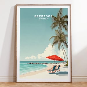 Stampa di viaggio Barbados, poster di viaggio ai Caraibi, stampa murale di viaggio Barbados Caraibi, poster di viaggio minimalista, regali di compleanno