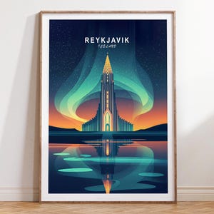 Reykjavik Island Reise Poster, Island Reise Druck, Reykjavik Reise Wandkunst, minimalistisches Stadtbild, Geburtstagsgeschenke