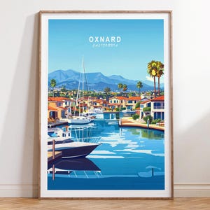 Arte mural de Oxnard, impresión de viaje a California, póster de Oxnard, California, decoración del hogar, póster minimalista de viaje