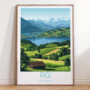 Rigi Switzerland Travel Poster, Rigi Travel Wall Art, Switzerland Travel Print, House Warming Gifts, Wedding Present