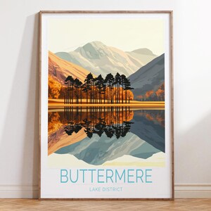 Buttermere Seenplatte Reisedruck, Lake Platter Kunstdruck, Reiseplakat, Buttermere Reisegeschenke