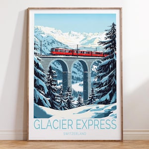 Glaxer Express Schweiz Wand Kunst Druck, Schweiz Reise Poster, Schweiz Reise Poster, personalisierte Reise Geschenke