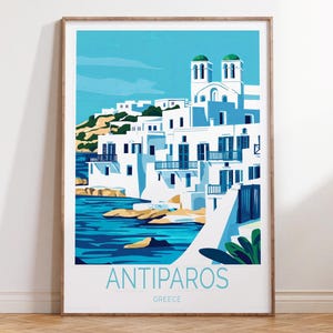 Stampa artistica da parete di Antiparos, stampa di viaggio di Antiparos, Grecia, poster di viaggio in Grecia, regali di inaugurazione della casa, regalo di compleanno