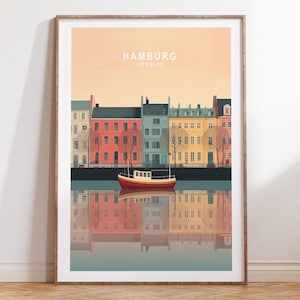 Hamburg Travel Print, Germany Wall Art Print, Hamburg Germany Travel Poster, Minimalist Cityscape, Home Decor Gifts