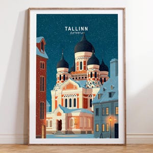 Tallinn Travel Print, Tallinn Estonia Travel Wall Art, Estonia Travel Poster, Minimalist Cityscape, Home Decor Gifts