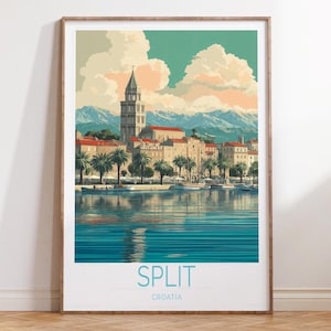 Split Croatia Travel Poster, Split Travel Wall Art, Croatia Travel Print, Personalised Travel Gifts, Birthday Gifts