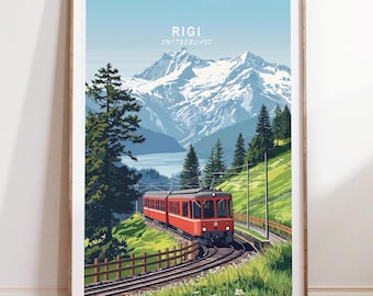 Rigi Travel Wall Art, Switzerland Travel Print, Rigi Switzerland Travel Poster, Minimalist Cityscape, House Warming Gifts
