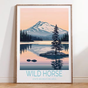 Poster turistico dell'area ricreativa statale Wild Horse, Nevada, stampa artistica da parete del Nevada, stampa turistica dell'area ricreativa statale Wild Horse, arredamento per la casa