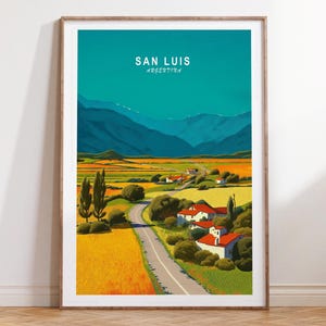 San Luis Travel Print, Argentina Travel Poster, San Luis Argentina Travel Wall Art, Wedding Gifs, Minimalist Cityscape