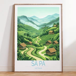 Sa Pa Vietnam Reisewandkunst, Vietnam Reiseplakat, Sa Pa Reisedruck, personalisierte Reisegeschenke, Hochzeitsgeschenk