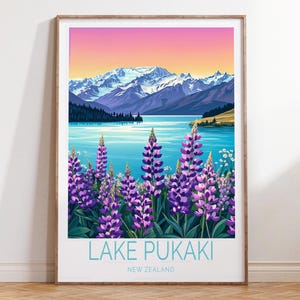 Lake Pukaki Neuseeland Reisedruck, Neuseeland Reiseplakat, Lake Pukaki Reisewandkunst, personalisierte Geschenke, Wohndekor