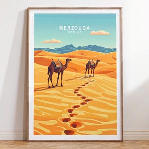 Merzouga Marokko Reise Poster, Marokko Reise Poster, Merzouga Wand Kunst Druck, Minimalistisches Reise Poster, Hochzeitsgeschenke