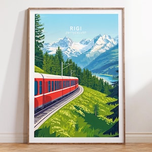 Rigi Travel Poster, Switzerland Travel Print, Rigi Switzerland Travel Wall Art, House Warming Gifts, Minimalist Cityscape