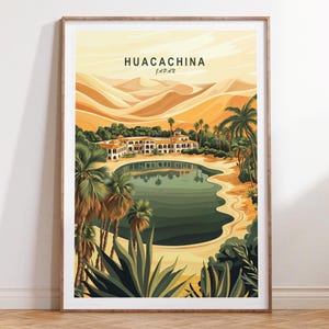 Huacachina Travel Poster, Huacachina Peru Travel Print, Peru Travel Wall Art, Home Decor Gifts, Minimalist Cityscape
