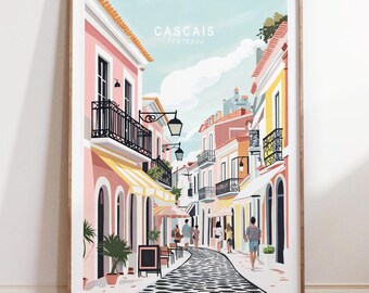 Cascais Travel Poster, Cascais Portugal Travel Print, Portugal Travel Wall Art, Minimalist Travel Poster, Birthday Gifts