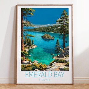 Póster de viaje del Parque Estatal de la Bahía Esmeralda, Impresión de viaje al Parque Estatal, Arte mural de viaje de la Bahía Esmeralda, Regalos de viaje personalizados