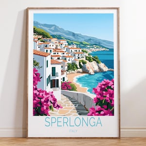 Impression de voyage Sperlonga en Italie, affiche de voyage en Italie Impression d'art mural Sperlonga, cadeaux de voyage personnalisés, cadeaux de mariage