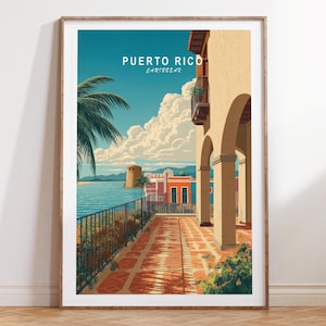 Puerto Rico Wall Art Print, Puerto Rico Caribbean Travel Poster, Caribbean Travel Print, Minimalist Travel Poster, Home Decor