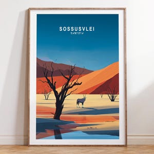 Sossusvlei Wall Art Print, Namibia Travel Print, Sossusvlei Namibia Travel Poster, Minimalistyczny pejzaż miejski, Prezenty ślubne